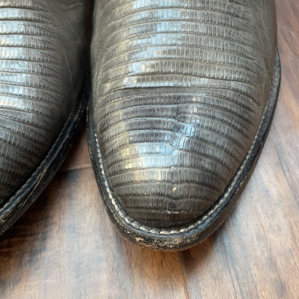 Nocona Gray Cowboy Western Boots Gray Teju Lizard & Leather Men's size 8.5 EE - Picture 5 of 15